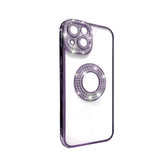 Soft Silicone Case with Diamond Design for Apple iPhone 14 Purple Soft Silicone Case with Diamond Design for Apple iPhone 14 Purple